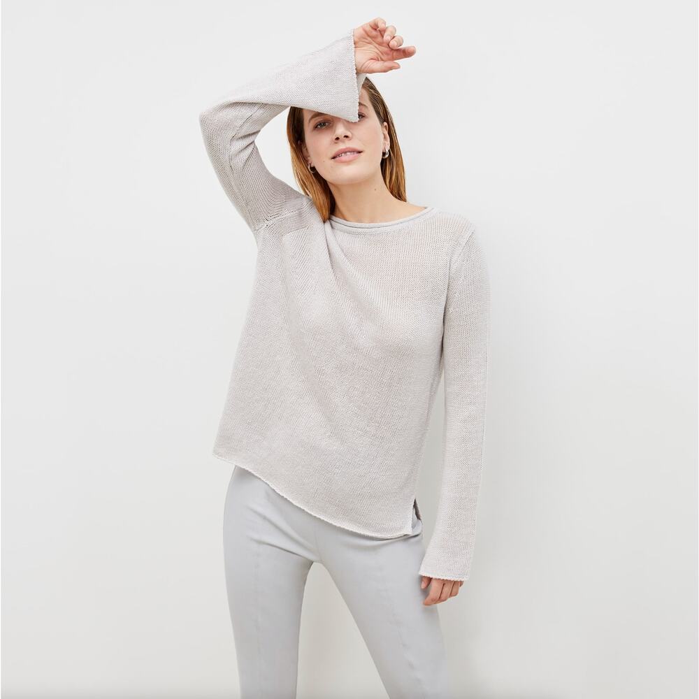 MM LAFLEUR The Samara Sweater Knit Linen Sea Salt Sz L {3T39}